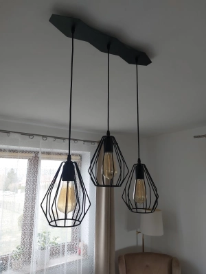 Lampa sufitowa 3 płomienna vintage z żarówkami