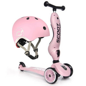 Scoot and Ride Highwaykick 1 - 2w1 Jeździk / Hulajnoga 1-5 Lat zestaw z kaskiem XXS | Rose