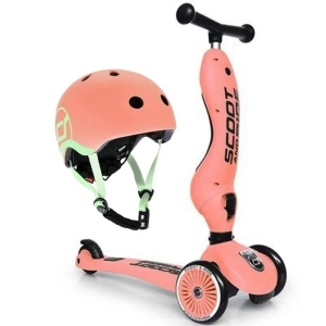 Scoot and Ride Highwaykick 1 - 2w1 Jeździk / Hulajnoga 1-5 Lat zestaw z kaskiem XXS | Peach