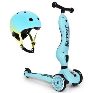 Scoot and Ride Highwaykick 1 - 2w1 Jeździk / Hulajnoga 1-5 Lat zestaw z kaskiem XXS | Blueberry